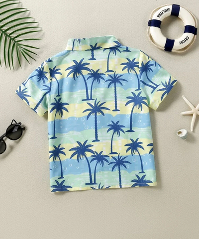 Beast4you Tropical Coconut Tree Short Sleeve Short Sleeve Shirt For Boys.