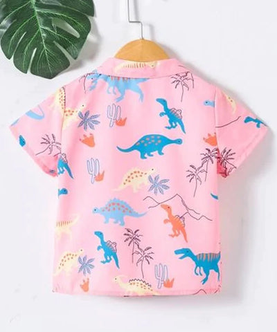 Beast4you  Boys Dinosaur Animal & Floral Tropical's Designer Button Front Shirt For Boy.