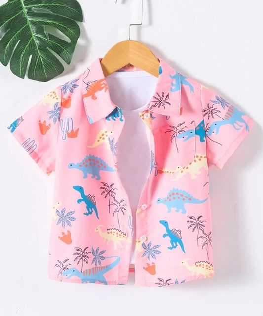 Beast4you Dinosaur Animal Designer Button Front Shirt For Boy.