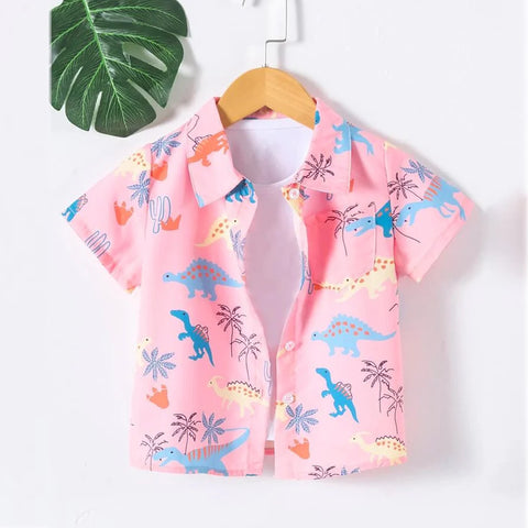 Beast4you  Boys Dinosaur Animal & Floral Tropical's Designer Button Front Shirt For Boy.