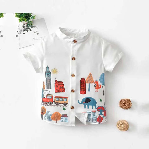 Beast4you Stylish Multicolors Colourful Graphic Designer Button Front ((Combo pack For 6)) Shirt For Boy.