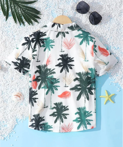 Beast4you Tropical Coconut Tree Short Sleeve Shirt For Boy.