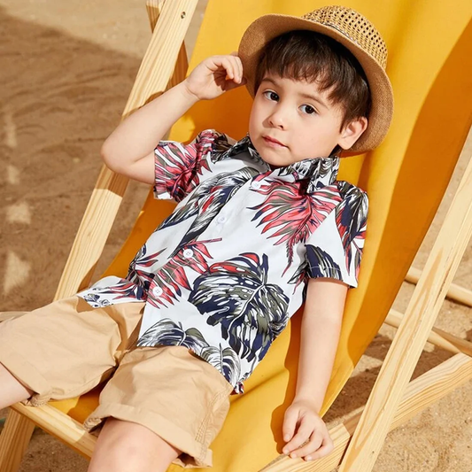 Beast4you Boys Tropical Tree Print Shirt For Boy.