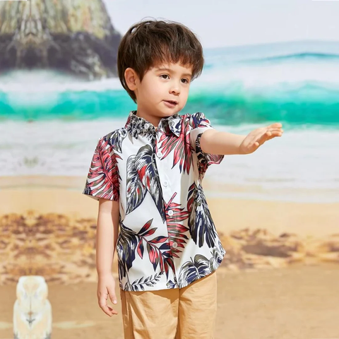 Beast4you Boys Tropical Tree Print Shirt For Boy.