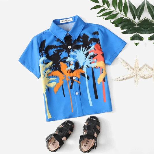 Beast4you Boys Coconut Tree Print Shirt For Boy.