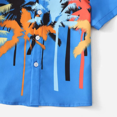 Beast4you Boy's Coconut Tree Blue Print Shirt For Boy.