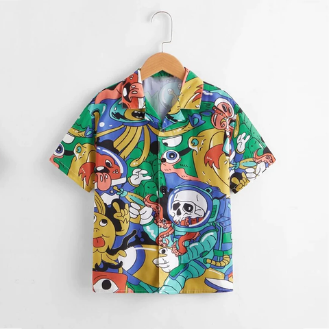 Beast4you Boys Cartoon Graphic Print Shirt For Boy.