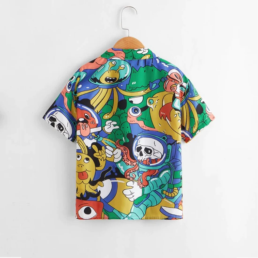 Beast4you Boys Cartoon Graphic Print Shirt For Boy.