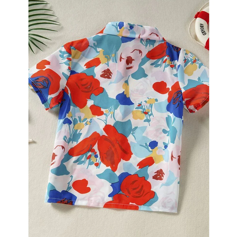 Beast4you Toddler Boys Stylish Floral Allover & Button Front Shirt For Boy.