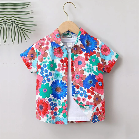 Beast4you Toddler Boys Floral Without Tee & Button Front Shirt For Boy.