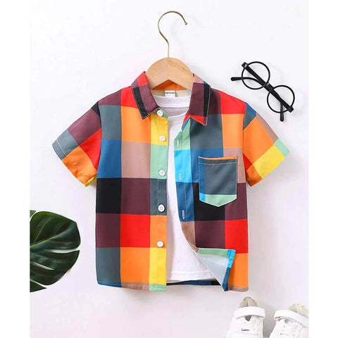 Beast4you Stylish Multicolors Colourful Graphic Designer Button Front ((Combo pack For 6)) Shirt For Boy.