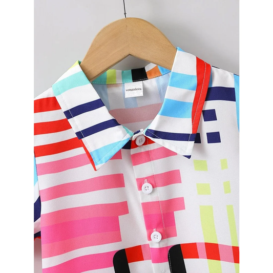 Beast4you Multi-Coloured Designer Button Front Shirt For Boy.