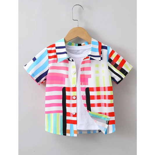 Beast4you Multi-Coloured Designer Button Front Shirt For Boy.