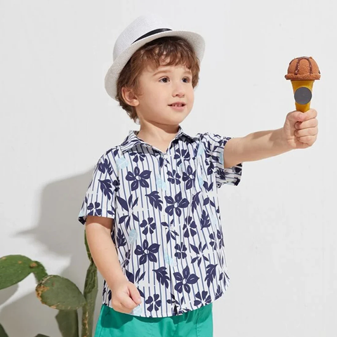 Beast4you Toddler Boy Tropical Designer Button Front Shirt For Boy.