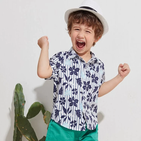 Beast4you Toddler Boy Tropical Designer Button Front Shirt For Boy.