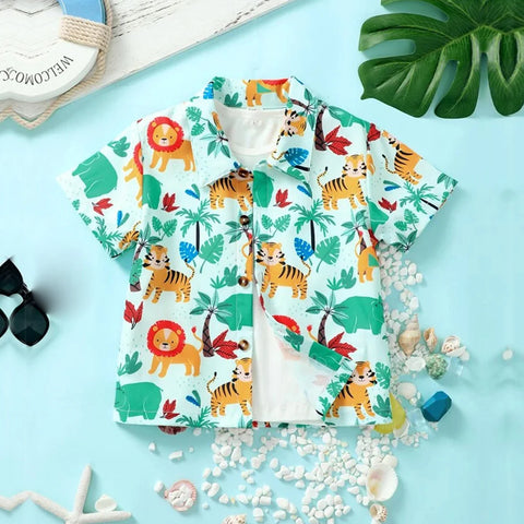 Beast4you Stylish Multicolors Colourful Graphic Designer Button Front ((Combo pack For 6)) Shirt For Boy.