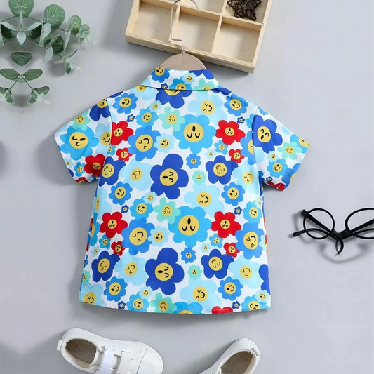 Beast4you Toddler Boys Colorfull Floral Without Tee & Button Front Shirt For Boy.