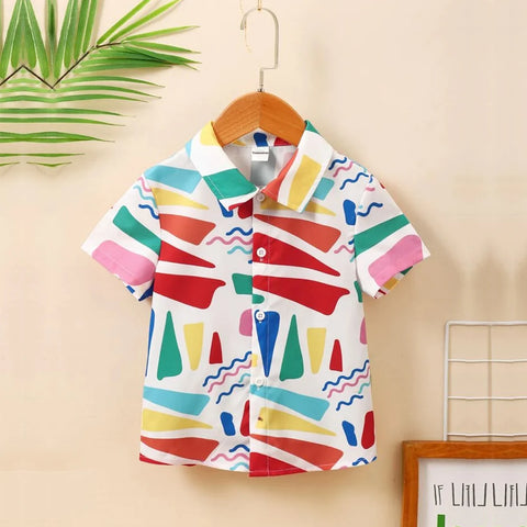 Beast4you Boy's Stylish Colorful Graphic Multicolors Designer Button Front (Combo pack For 4) Shirt For Boy.