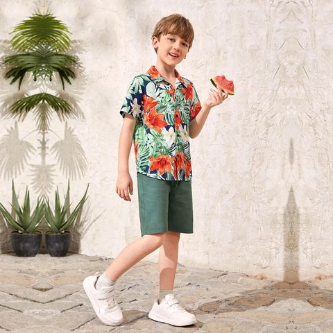 Beast4you Sunshne Floral 1pc Tropical Print Shirt For Boys.