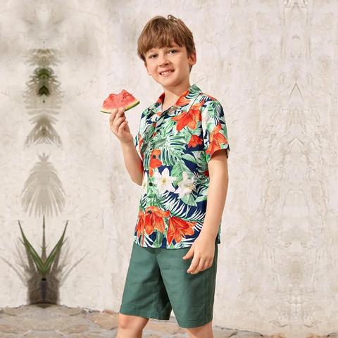 Beast4you Sunshne Floral 1pc Tropical Print Shirt For Boys.