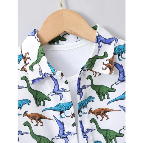 Beast4you Boy's Dinosaur Designer Button Front Shirt For Boy.