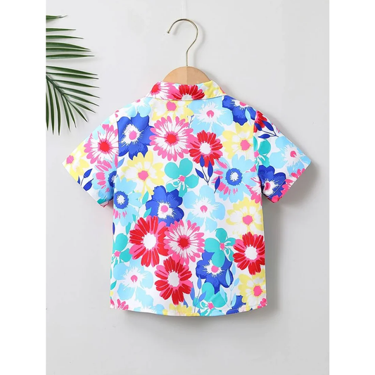 Beast4you Florals Print Short Sleeve Shirt For Boy.