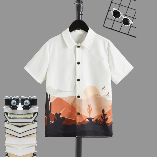 Beast4you Sunshine Day Print Short Sleeve Shirt For Boy.