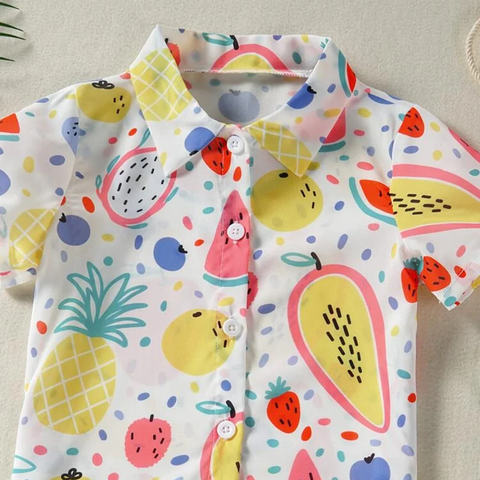 Beast4you Fruits Print Short Sleeve Shirt For Boy.