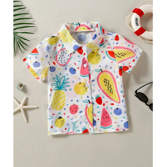 Beast4you Fruits Print Short Sleeve Shirt For Boy.