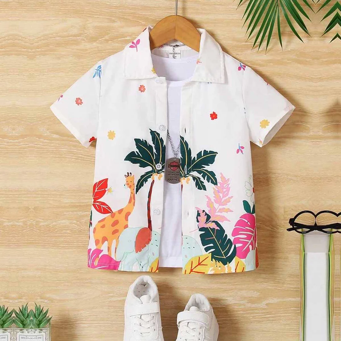 Beast4you Boys Floral Tropical's Designer Print Button Front Shirt For Boy.