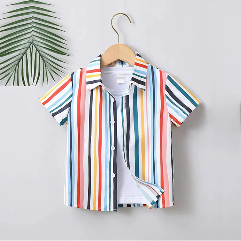 Beast4you Stylish Sunshine Vertical Designer Button Front Shirt For Boy.