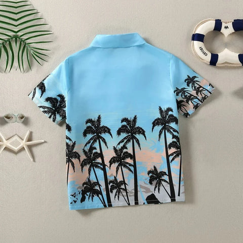 Beast4you Tropical Casual Tree & Outdoor Tree Designer Button Front Shirt For Boy.