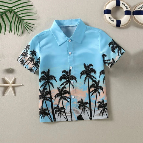 Beast4you Tropical Casual Tree & Outdoor Tree Designer Button Front Shirt For Boy.