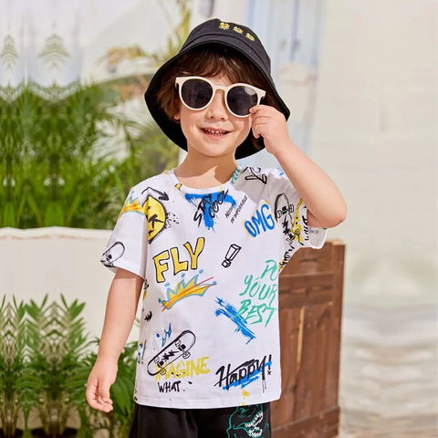 Beast4you Toddler Boy's Letters Graphic Tee Print Short Sleeve T-Shirt For Boy's & Girl's..