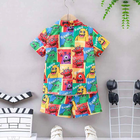 Beast4you Baby Set Cartoon & Bear (Combo Pack Of 2) Shirt & Shorts Without tee Two Piece Set For Boy & Girls.