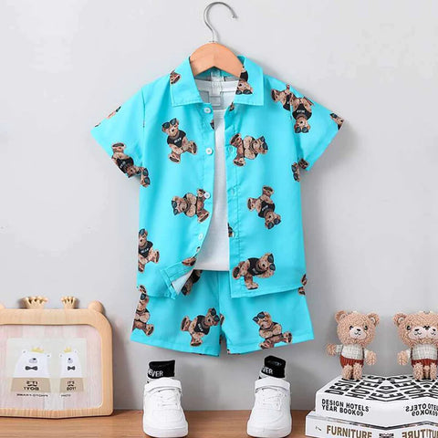 Beast4you Baby Set Floral & Bear and Cartoon Graphic (Combo Pack Of 3) Casual Printed Shirt & Shorts Without tee Two Piece Set For Boy & Girls.