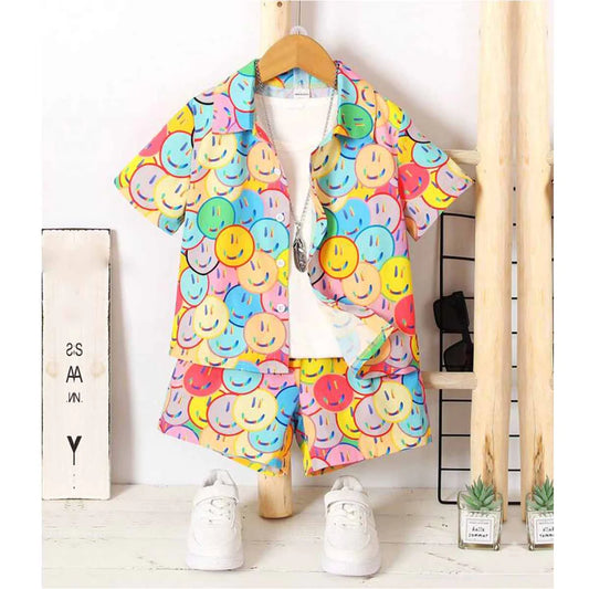 Beast4you Baby Set Smilie Smilie & Paisley Scarf Casual (Combo Pack Of 2) Shirt & Shorts Without tee Two Piece Set For Boy & Girls.