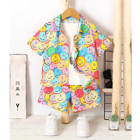 Beast4you Kids Allover ExpressionShirt & Shorts Without tee Two Piece Set.