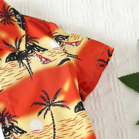 Beast4you Kids Sunshine Tropical Print Shirt & Shorts Without tee Two Piece Set.