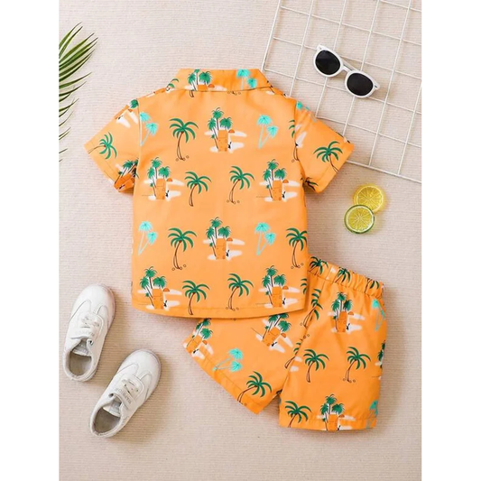 Beast4you Kids Sunshine Coconut Tree Shirt & Shorts Without tee Two Piece Set.