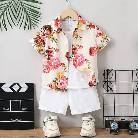 Beast4you Kids Sunshine Floral Shirt & Shorts Without tee Two Piece Set.