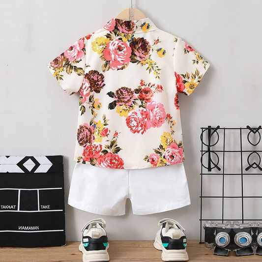 Beast4you Kids Sunshine Floral Shirt & Shorts Without tee Two Piece Set.