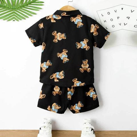 Beast4you Kids Stylish Evryday Bear Casual Shirt & Shorts Without tee Two Piece Set.