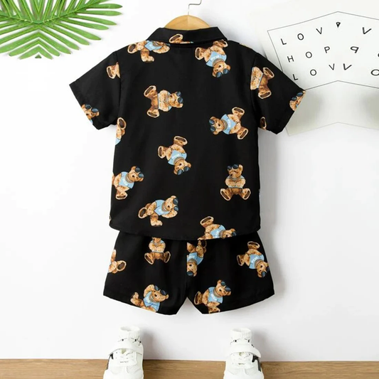 Beast4you Kids Evryday Bear Casual Shirt & Shorts Without tee Two Piece Set.