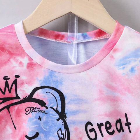 Beast4you  Stylish Baby Set Letters Casual & Hypmev Tie Dye Bear_Dinosaur Two Piece Set (Combo Pack Of 3) T-Shirt & Shorts For Boys