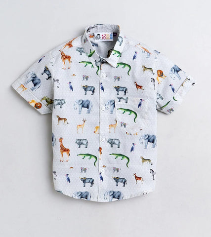 Beast4you Animal Printed Boys Half Shirt