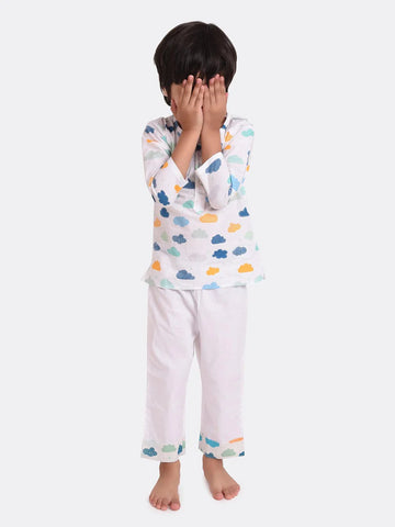 Beast4you Colourful Cloud Printed Pyjama Kurta Set