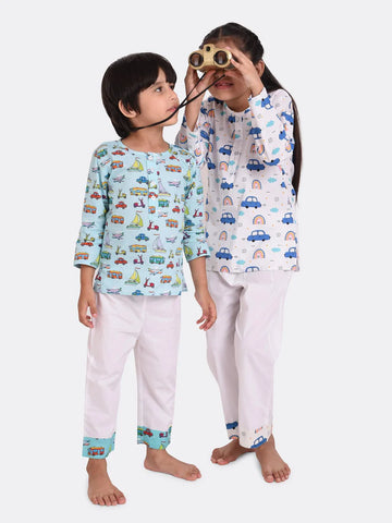 Beast4you Transport Theme Printed Pyjama Kurta Set