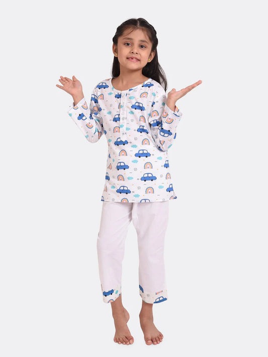 Beast4you Mini Car Printed Pyjama Kurta Set