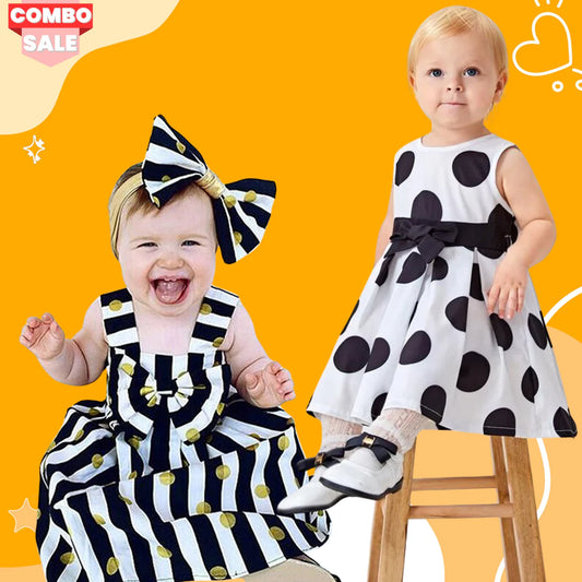 Beast4you Princess BabyGirl's Stylish Dot's & Golden Dot's Cami Dresses_Frocks Combo for Kids.